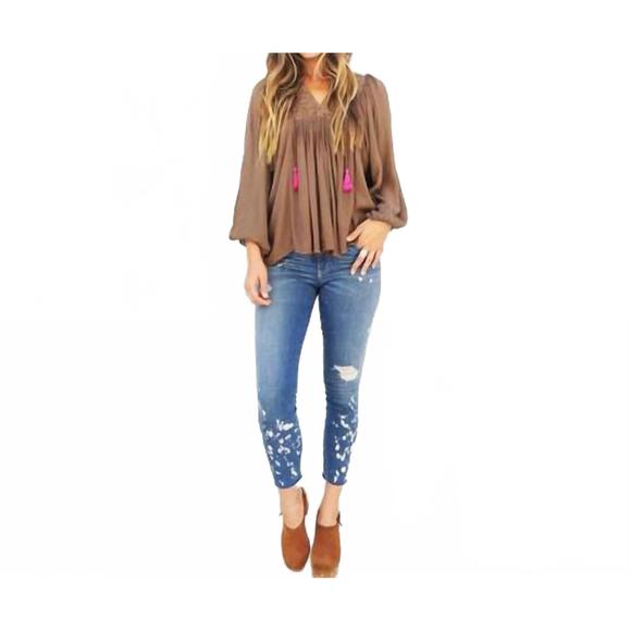 NEW BLUE BOHEME dahlia top in chocolate - Picture 1 of 1